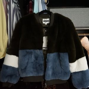 BRAND NEW! Apparis Faux Fur Color Block Short Coat
